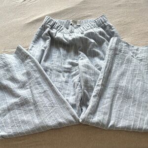 ABERCOMBIE BLUE STRIPED LINEN PANTS